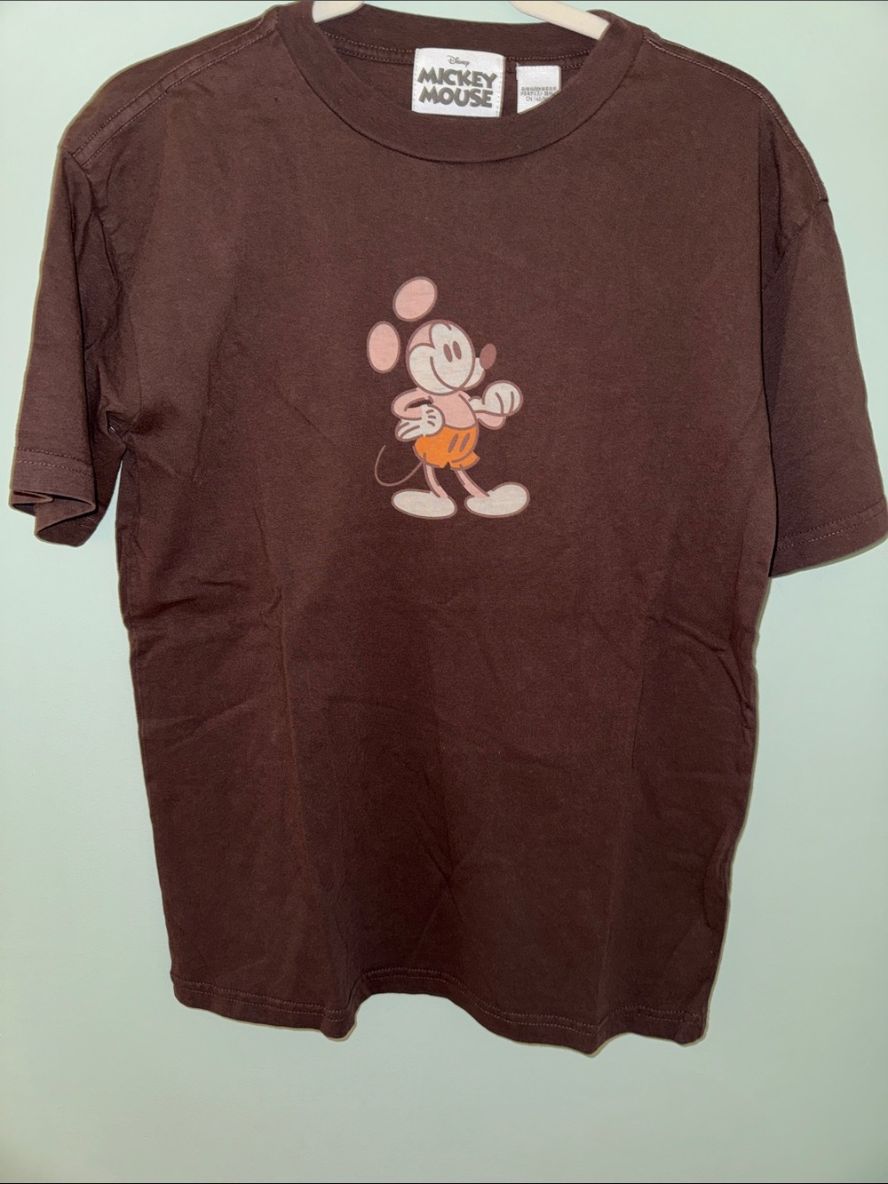 Disney Brown Tee with Peach & Orange Mickey Graphic
